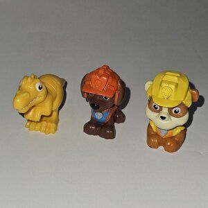 3 PAW Patrol Puppy Dog Figures Toy Lot Rubble Zuma Yellow Dinosaur Dino Rescue